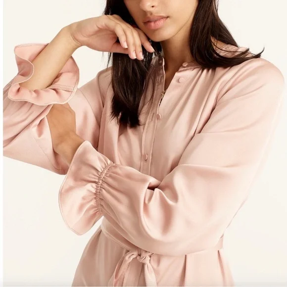 Drapey shirtdress in satin-back crepe ✨ - Picture 2 of 12